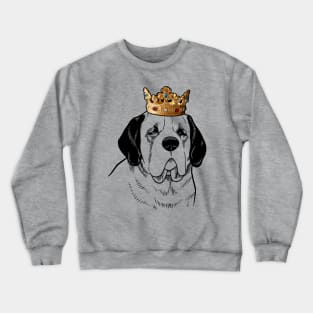 Saint Bernard Dog King Queen Wearing Crown Crewneck Sweatshirt